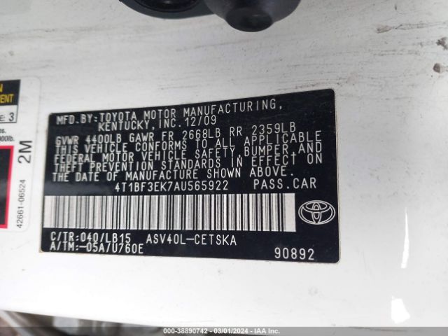 Photo 8 VIN: 4T1BF3EK7AU565922 - TOYOTA CAMRY 