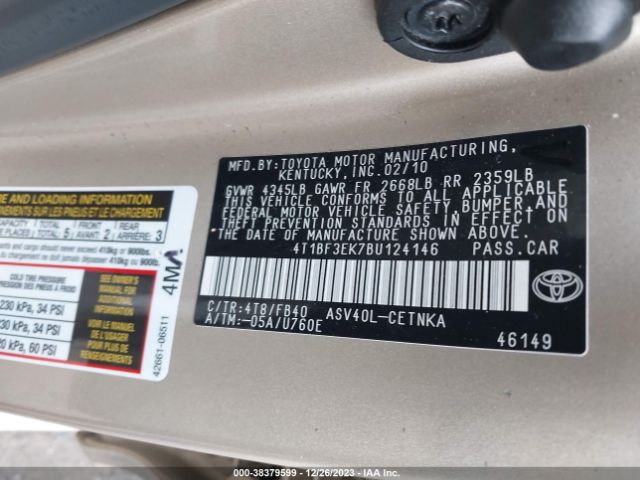 Photo 8 VIN: 4T1BF3EK7BU124146 - TOYOTA CAMRY 