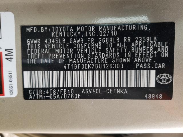 Photo 9 VIN: 4T1BF3EK7BU126303 - TOYOTA CAMRY BASE 