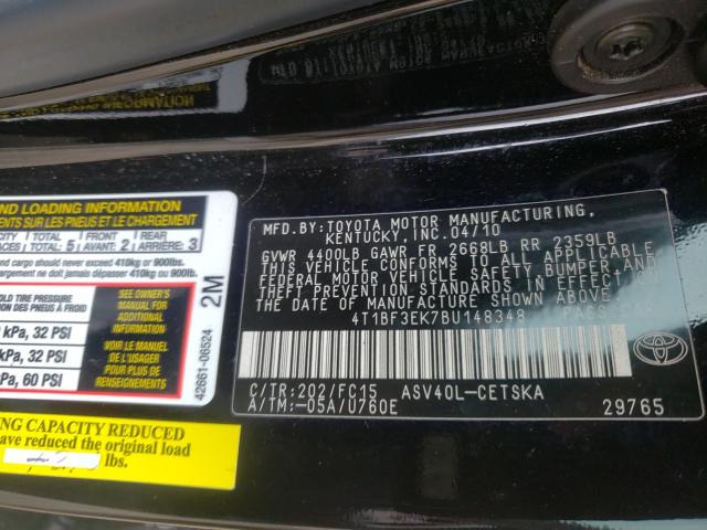 Photo 9 VIN: 4T1BF3EK7BU148348 - TOYOTA CAMRY BASE 