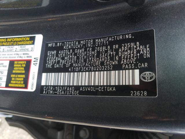 Photo 9 VIN: 4T1BF3EK7BU203252 - TOYOTA CAMRY BASE 