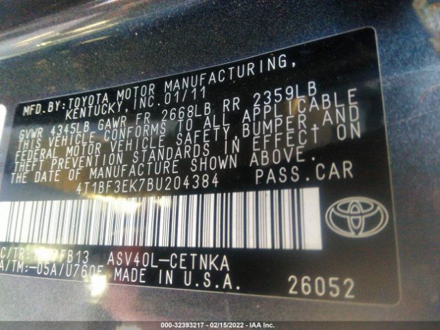 Photo 8 VIN: 4T1BF3EK7BU204384 - TOYOTA CAMRY 