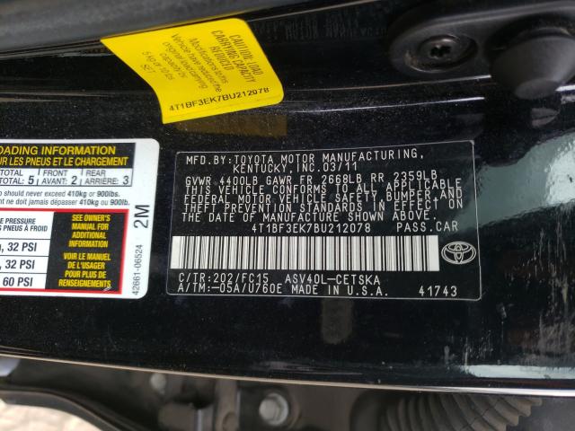 Photo 9 VIN: 4T1BF3EK7BU212078 - TOYOTA CAMRY BASE 