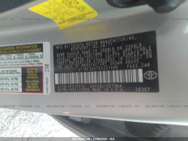 Photo 8 VIN: 4T1BF3EK7BU231486 - TOYOTA CAMRY 