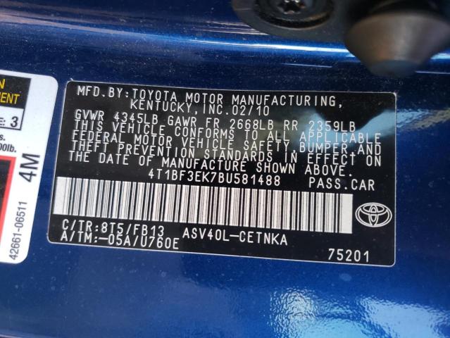 Photo 11 VIN: 4T1BF3EK7BU581488 - TOYOTA CAMRY 