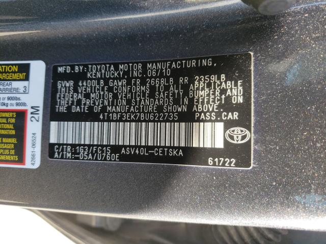 Photo 9 VIN: 4T1BF3EK7BU622735 - TOYOTA CAMRY BASE 