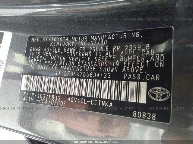 Photo 8 VIN: 4T1BF3EK7BU634433 - TOYOTA CAMRY 