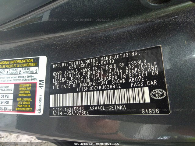 Photo 8 VIN: 4T1BF3EK7BU636912 - TOYOTA CAMRY 