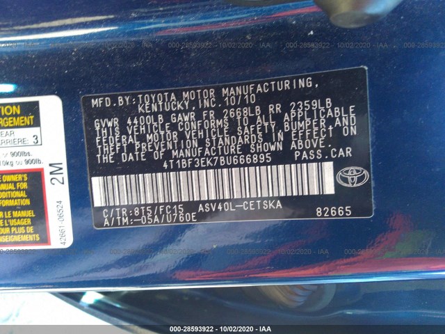 Photo 8 VIN: 4T1BF3EK7BU666895 - TOYOTA CAMRY 