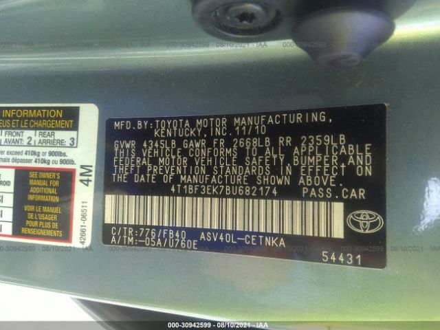 Photo 8 VIN: 4T1BF3EK7BU682174 - TOYOTA CAMRY 