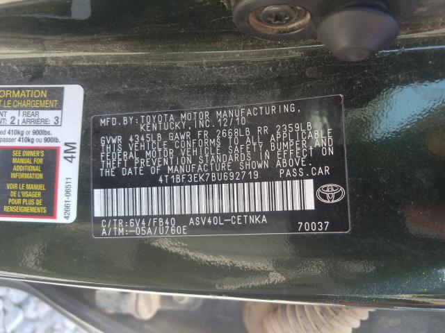 Photo 9 VIN: 4T1BF3EK7BU692719 - TOYOTA CAMRY BASE 