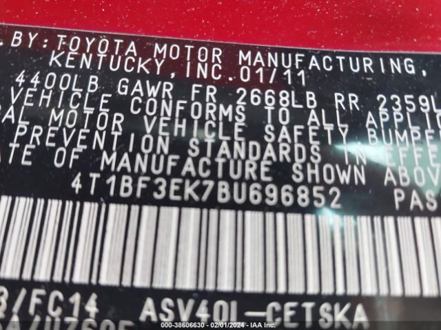 Photo 8 VIN: 4T1BF3EK7BU696852 - TOYOTA CAMRY 