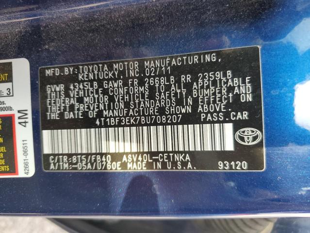 Photo 12 VIN: 4T1BF3EK7BU708207 - TOYOTA CAMRY 