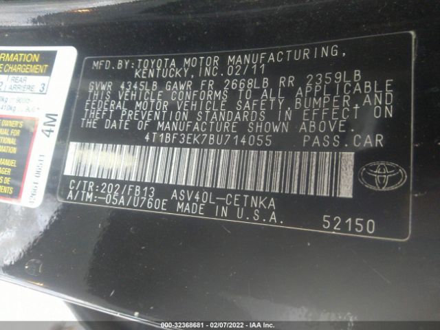 Photo 8 VIN: 4T1BF3EK7BU714055 - TOYOTA CAMRY 