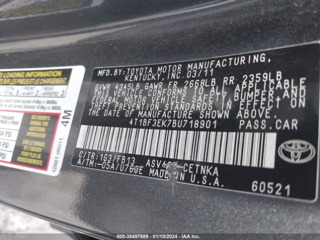 Photo 8 VIN: 4T1BF3EK7BU718901 - TOYOTA CAMRY 