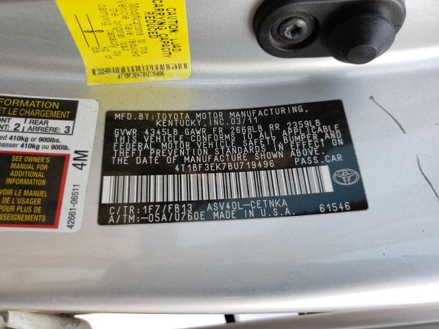 Photo 9 VIN: 4T1BF3EK7BU719496 - TOYOTA CAMRY BASE 