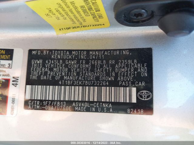 Photo 8 VIN: 4T1BF3EK7BU732264 - TOYOTA CAMRY 