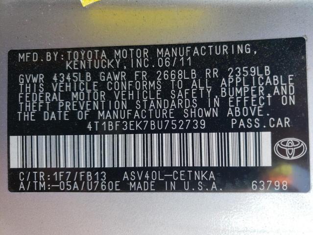 Photo 11 VIN: 4T1BF3EK7BU752739 - TOYOTA CAMRY 