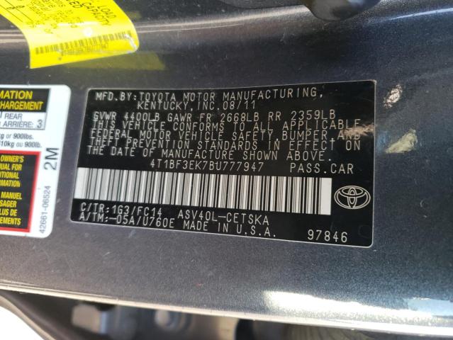 Photo 11 VIN: 4T1BF3EK7BU777947 - TOYOTA CAMRY 