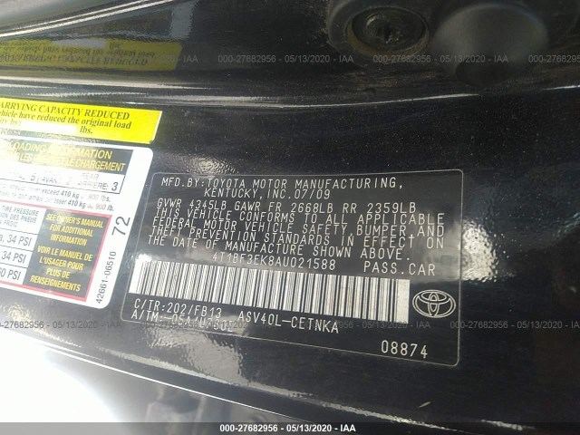 Photo 8 VIN: 4T1BF3EK8AU021588 - TOYOTA CAMRY 