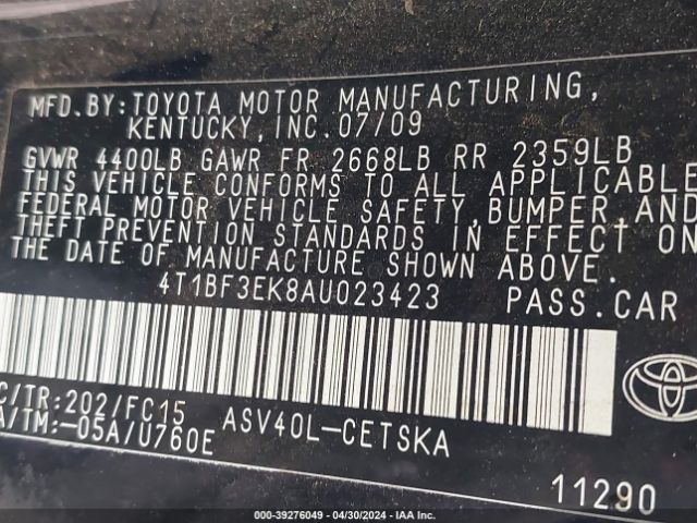 Photo 8 VIN: 4T1BF3EK8AU023423 - TOYOTA CAMRY 