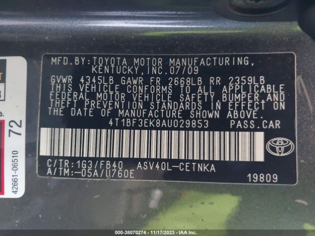 Photo 8 VIN: 4T1BF3EK8AU029853 - TOYOTA CAMRY 