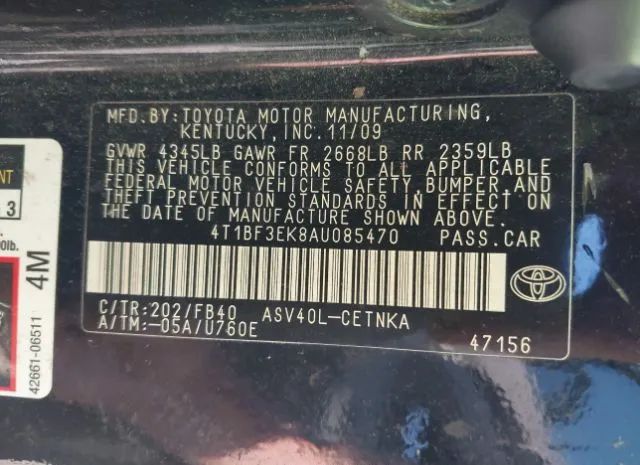 Photo 8 VIN: 4T1BF3EK8AU085470 - TOYOTA CAMRY 