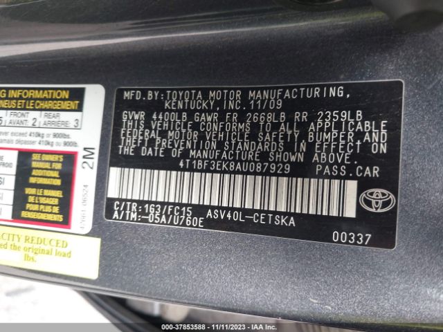 Photo 8 VIN: 4T1BF3EK8AU087929 - TOYOTA CAMRY 