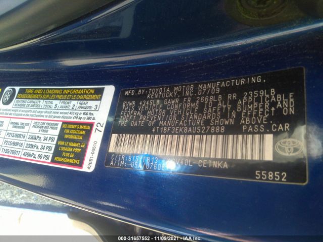 Photo 8 VIN: 4T1BF3EK8AU527888 - TOYOTA CAMRY 