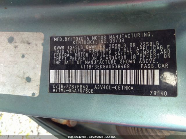 Photo 8 VIN: 4T1BF3EK8AU538468 - TOYOTA CAMRY 