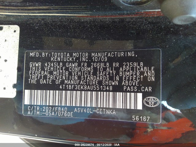 Photo 8 VIN: 4T1BF3EK8AU551348 - TOYOTA CAMRY 