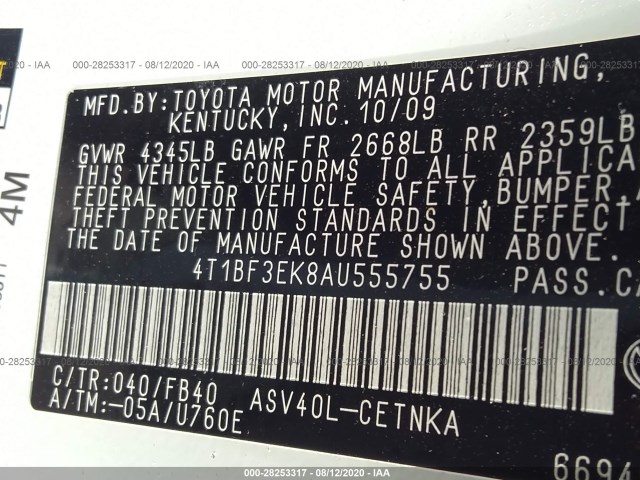 Photo 8 VIN: 4T1BF3EK8AU555755 - TOYOTA CAMRY 