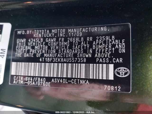 Photo 8 VIN: 4T1BF3EK8AU557358 - TOYOTA CAMRY 