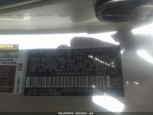 Photo 8 VIN: 4T1BF3EK8AU567632 - TOYOTA CAMRY BASE 