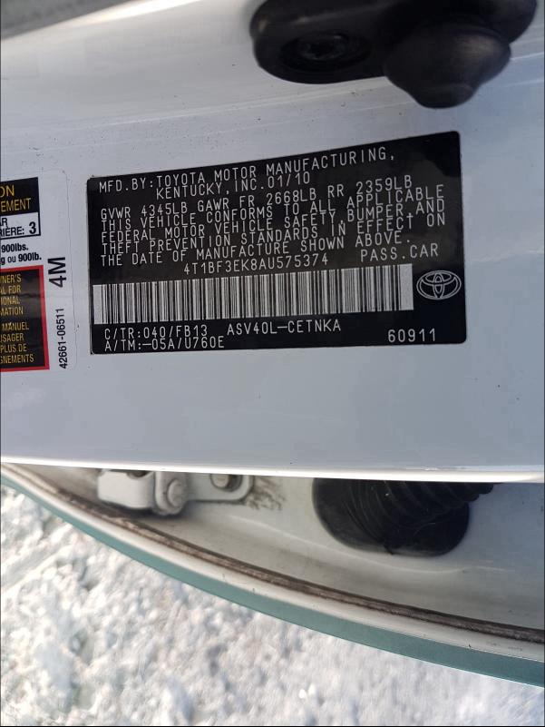 Photo 9 VIN: 4T1BF3EK8AU575374 - TOYOTA CAMRY BASE 