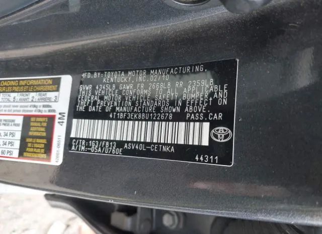 Photo 8 VIN: 4T1BF3EK8BU122678 - TOYOTA CAMRY 