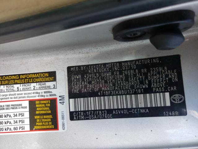 Photo 9 VIN: 4T1BF3EK8BU137181 - TOYOTA CAMRY BASE 