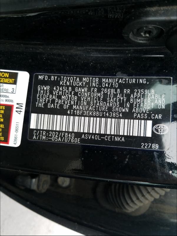 Photo 9 VIN: 4T1BF3EK8BU143854 - TOYOTA CAMRY BASE 