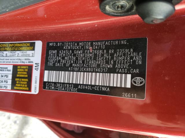 Photo 9 VIN: 4T1BF3EK8BU146317 - TOYOTA CAMRY BASE 