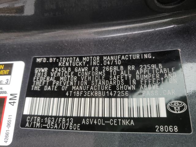 Photo 9 VIN: 4T1BF3EK8BU147256 - TOYOTA CAMRY BASE 