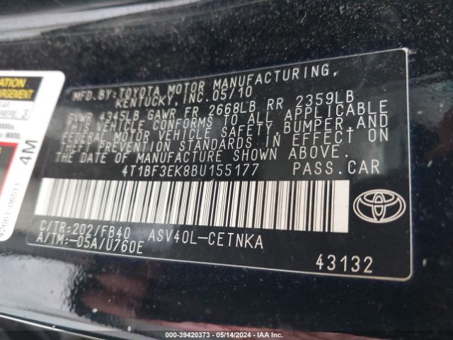 Photo 8 VIN: 4T1BF3EK8BU155177 - TOYOTA CAMRY 