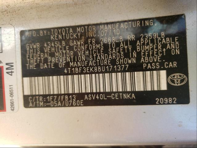 Photo 9 VIN: 4T1BF3EK8BU171377 - TOYOTA CAMRY BASE 