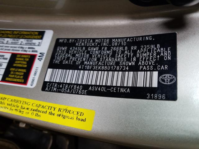 Photo 9 VIN: 4T1BF3EK8BU178734 - TOYOTA CAMRY BASE 