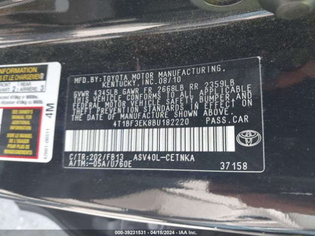 Photo 8 VIN: 4T1BF3EK8BU182220 - TOYOTA CAMRY 