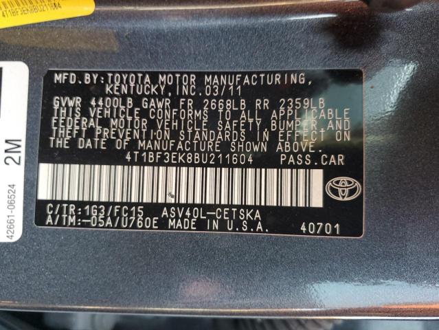 Photo 11 VIN: 4T1BF3EK8BU211604 - TOYOTA CAMRY BASE 