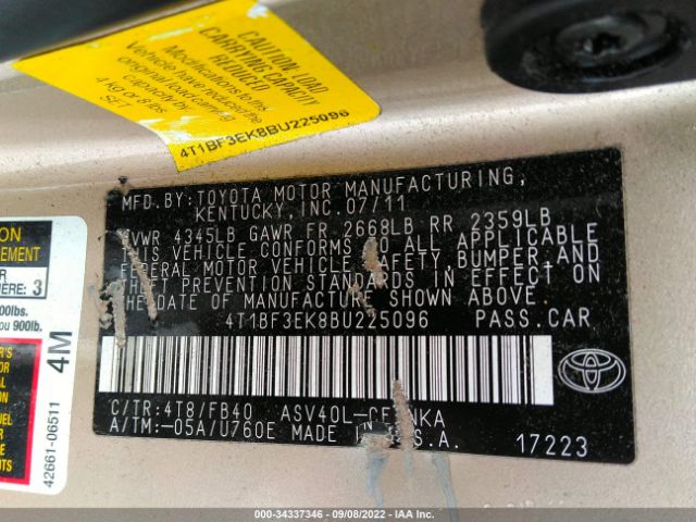 Photo 8 VIN: 4T1BF3EK8BU225096 - TOYOTA CAMRY 