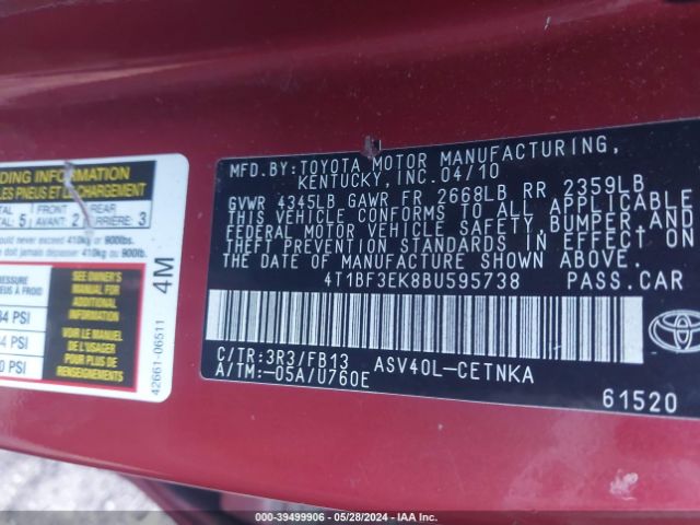 Photo 8 VIN: 4T1BF3EK8BU595738 - TOYOTA CAMRY 