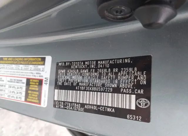 Photo 8 VIN: 4T1BF3EK8BU597229 - TOYOTA CAMRY 