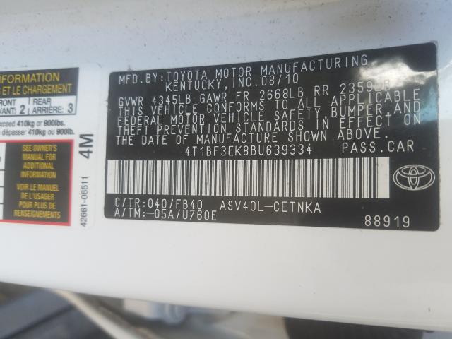 Photo 9 VIN: 4T1BF3EK8BU639334 - TOYOTA CAMRY BASE 