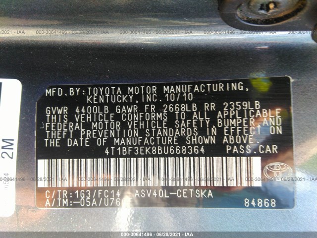 Photo 8 VIN: 4T1BF3EK8BU668364 - TOYOTA CAMRY 